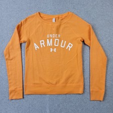 Under Armour Sweatshirt Womens XS Semi-Fitted Orange Graphic Logo Pullover