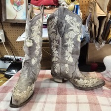 Corral Ladies Tobacco Studs and Flowered Embroidery with Crystals Boots A3572 7M