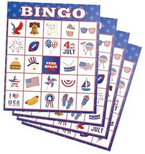 32 Player Bingo Game Set, Patriotic, American Flag, America Map, Independence