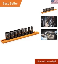 Dual-Sized 8 Pc Impact Extraction Socket Set - Black Oxide Finish, Strong Build