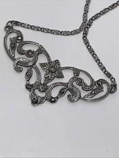 925 RK Silber Collier-Kette,5.4g, L-40.5cm, B.0.1-1.7cm,mit Markasiten