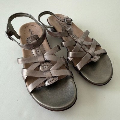 Collection Clarks Womens Loomis Katey Pewter Metallic Strappy Sandals Size 