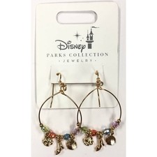 Disney Parks Resort Princess Themed Icons Dangle Hoop Earrings