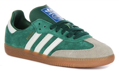 Adidas Samba OG 3 Stripes Retro Contrast 70S Unisex Sneaker in Grün UK 3 - 7