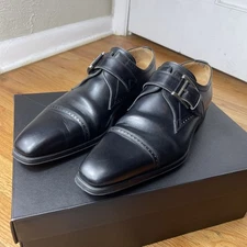 Magnanni Marco 2 Size 7 Black Single Monkstrap Calf Leather Dress Shoes