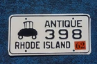 1962 Rhode Island ANTIQUE AUTO License Plate # 398