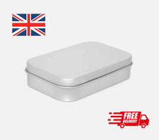 Small Metal Tin Storage Rectangular Box Case Portable Organiser Silver or Black