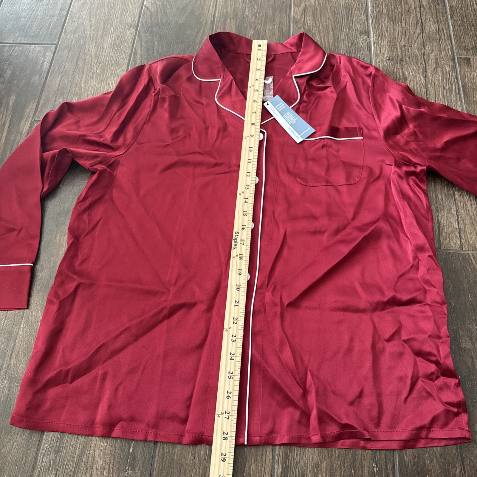 Mommesilk 100% Mulberry Silk Piped Pajama Set Womens XL Red NWT Long Sleeve