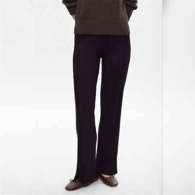 Kotn Ribbed Lounge Pants Black size small wide leg high rise