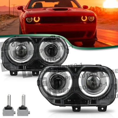 For 2015-2022 Dodge Challenger HID Projector Headlights Assembly Pair W/Bulbs