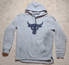 Under Armour Project Rock Charged Hoodie Mens S Cotton Light Blue Zip Pocket Gym