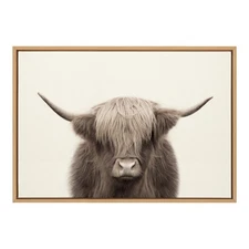 Sylvie Hey Dude Highland Cow Color Framed Canvas Wall Art by The Creative Bun...