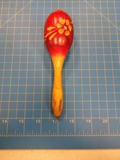 Vintage Wood Maraca Rattle Shaker Toy Folk Art Painted Musical Instrument