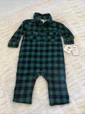 TUCKER + TATE NWT BABY BOYS FLANNEL PLAID ROMPER SIZE 6 M