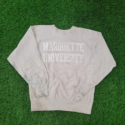 Vintage 80s Marquette Sweatshirt L/XL 23x24 Boxy Champion Reverse