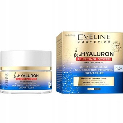 Eveline Bio Hyaluron Creme 3x Retinol 40+ für Tag und Nacht 50 ml
