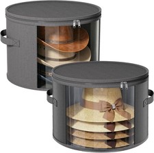 Clear Hat Storage Box 2 Pack Hold up to 7-9 Hats Gray Hat Organizer