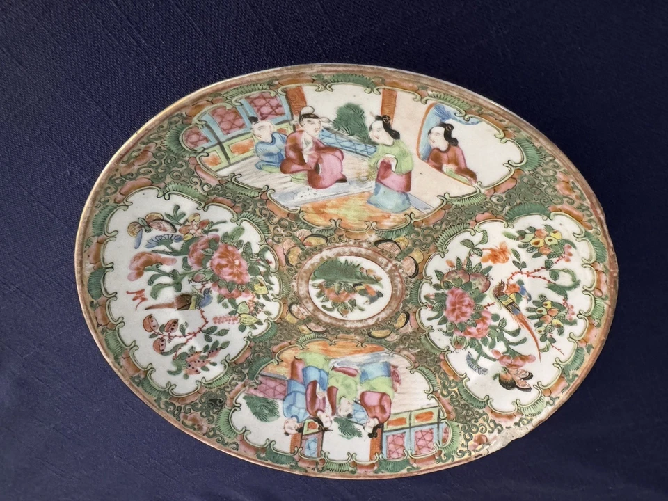 Antique Chinese Rose Medallion Porcelain Plate 8” Famille Rose Unmarked - Image 3 of 4