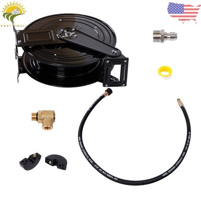 3/8'' X 50 FT High Pressure Washer Hose Reel for Water/Air/Oil Auto-Retractable