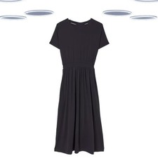 Ex Fat Face Women's Dress Black Short Sleeve Midi Jersey Dress Cotton