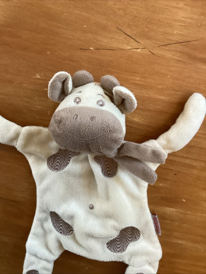 L1/ Doudou Vache BELLODOUX plat beige et marron Écharpe - Photo 2/4