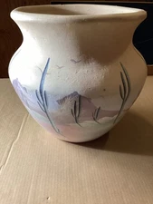 Vintage Large Mexican  Terracotta Art Pottery Planter, Hand Painted 16”x18”