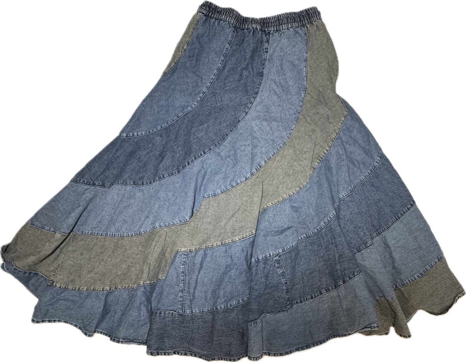 Young Threads Patchwork Denim Maxi Skirt Medium B… - image 6