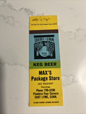 Max s Package Store East Lyme Connecticut Matchbook Cover Liquor Keg Beer