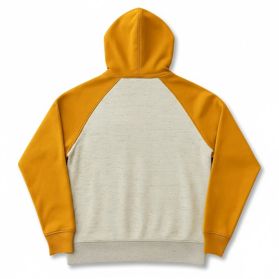 🔥 Elegante sudadera con capucha pulóver de dos tonos - amarillo mostaza y gris jaspeado 🔥 Foto 4 de 4