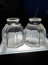 Antique Sanford&rsquo;s Octagonal Ink Bottles Clear Glass c1890&ndash;1910 Set Of 2