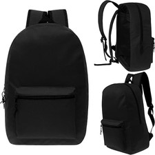 24-Pack 17" Bulk Backpacks Bookbags for Students in Black Color
