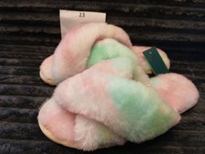 NWT box EMU Australia Mayberry Natural Fuzzy Crossover Slippers 