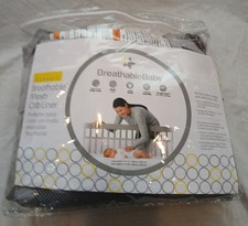 Breathable Baby Mesh Crib Liner Classic Gray. 4-sided Slatted Solid Back Cribs