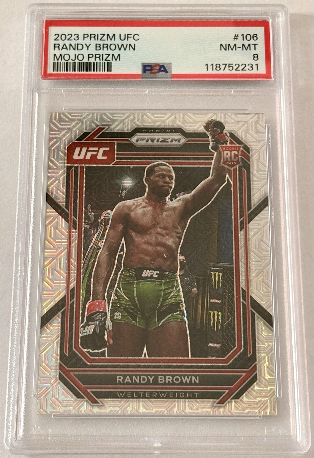 2023 Prizm UFC Randy Brown RC Mojo SSP /25 PSA 8