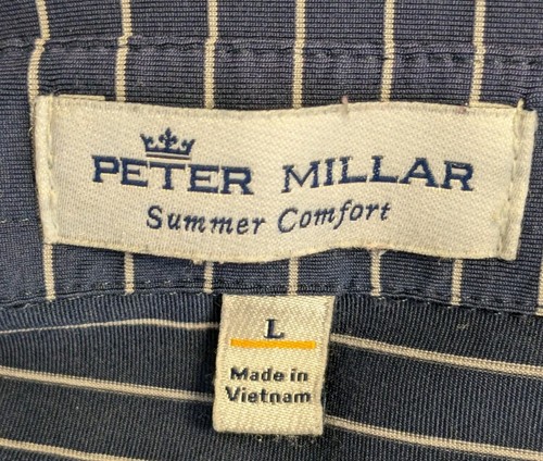 Peter Millar, Men's Summer Comfort Polo, Purple With White Stripes, Size L - Picture 3 of 3