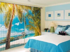 3D Beach Coconut Tree ZHUA3279 Photo Curtain Window Blockout Fabric Amy 2023