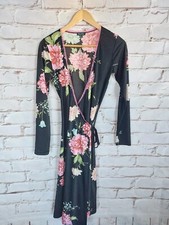 Tante Betsy Damen Kleid Dress Wickelkleid Gr. S Schwarz Blumenmuster 