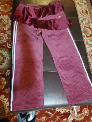 adidas velour track pants maroon
