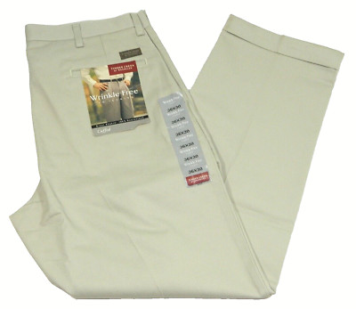 Men's Khaki Pants NEW Timber Creek Pleated Cuffed Tag 36x30 measured Size 34x30
