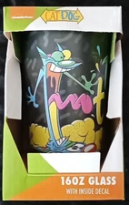 "CAT DOG" 16 OZ GLASS WITH INSIDE DECAL 2018 NICKELODEON SURREAL ENTERTAINMENT
