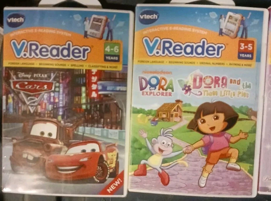 4 VTECH V.READER Games: Princesess, Dora, Cars 2, Kung Fu Panda 2. Brand New - Image 2 of 4