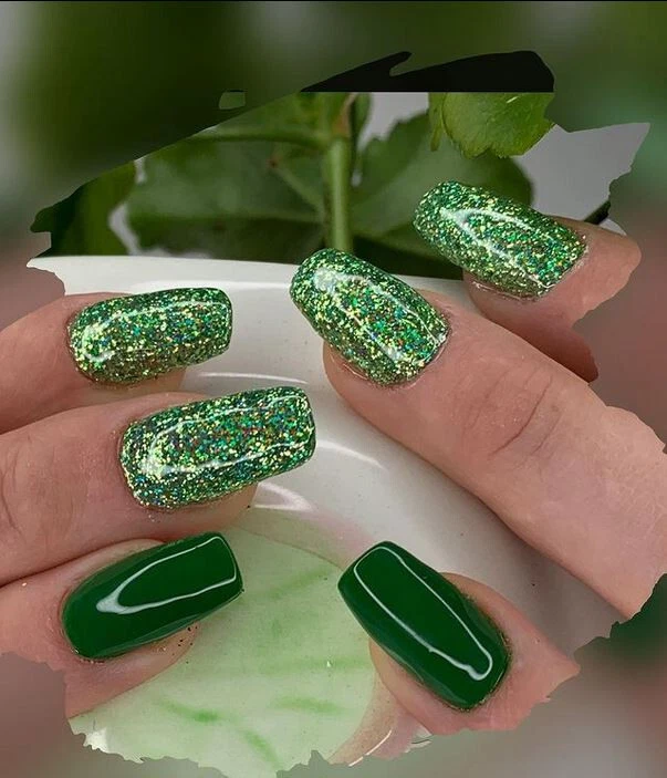 Amore nails Glitter Nail Gel Polish 15ml Green eBay