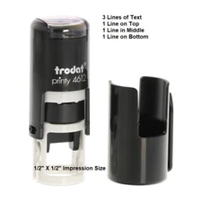 Trodat 4612 Round Inspector Stamp  -3 Lines of Text- Custom Self-Inking
