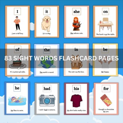 Sight Words Activity Pack   83 Flashcard Pages + Coloring Worksheets