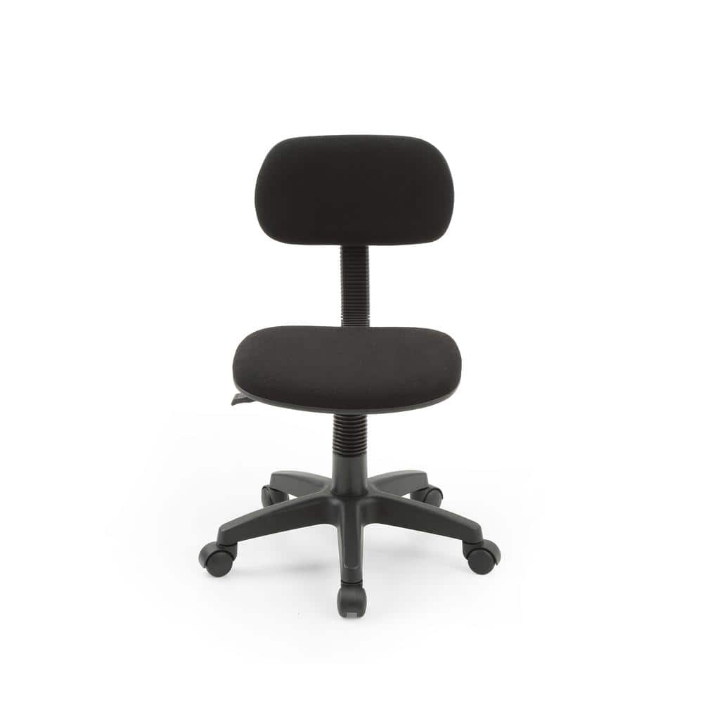 Compact Black Fabric Office Chair – Armless Swivel Seat with Adjustable Height-image