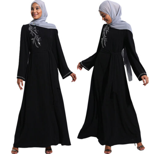 Modest Women Kaftan Evening Party Long Dress Abaya Muslim Robe Ramadan Gown Arab - Picture 1 of 16