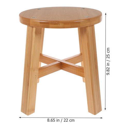 Bamboo Bench Round Wooden Footstool Natural Small Stool Child - Picture 6 of 9