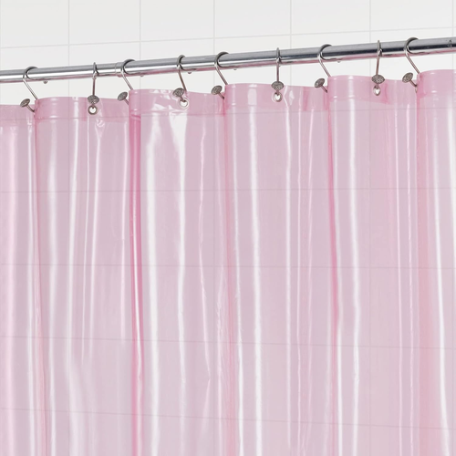 Shower Curtain Liner - Premium Clear Pink PEVA Shower Liner with 3 Magnets and M - Picture 4 of 12