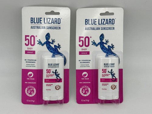 Lot Of 2 BLUE LIZARD SPF 50+ BABY AUSTRALIAN SUNSCREEN Stick, 0.5OZ, Exp 7/24 - 第 1/7 張圖片