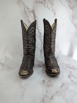 Vintage Cowboy Boots Mens 9.5 Brown Silverado Leather Western USA Mens Western Boots// Vintage Brown Leather Cowboy Boots  main image 4